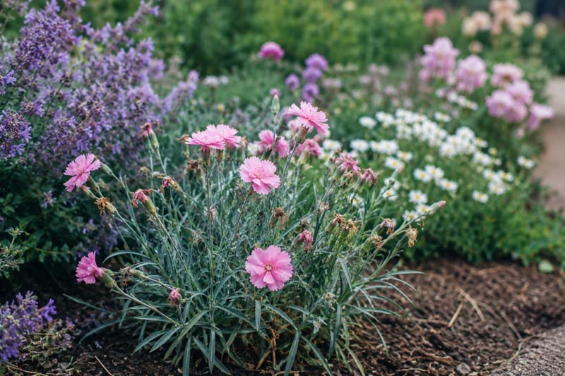 Why Aren’t My Pinks Flowering, Pink dianthus blooms in garden setting
