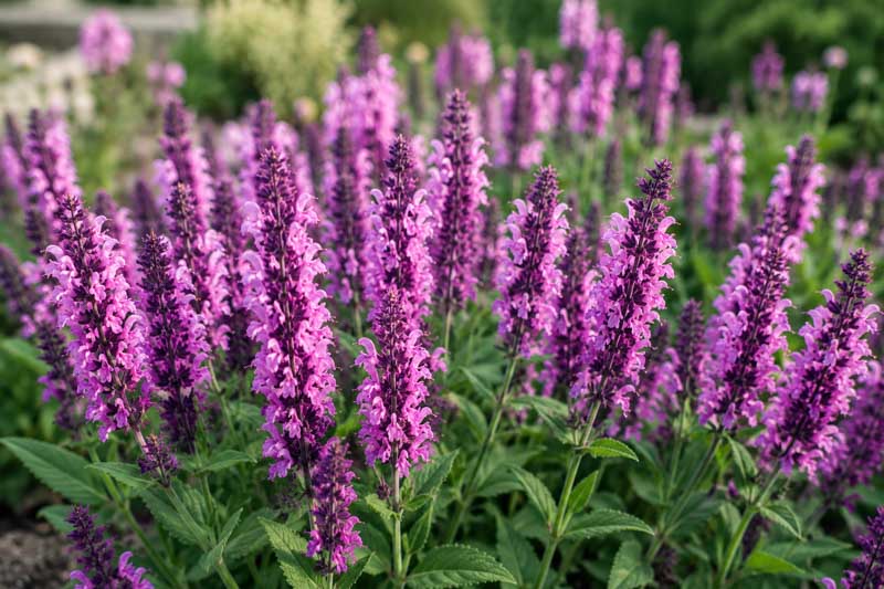 Salvia nemorosa Pink Nebula, Vibrant purple garden blooms