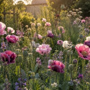 Golden hour in the poppy garden
