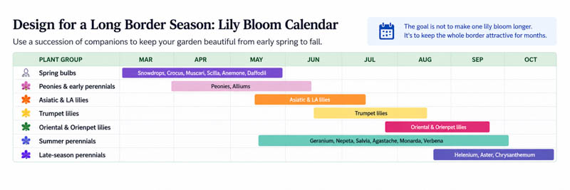 Gardenia Lily Border Succession Calendar