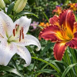 Lily or daylily? Learn the key differences in leaves, stems, roots, bulbs, flowers, bloom life, toxicity, and plants falsely called lilies.