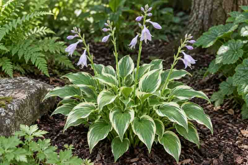 Blooming Hosta So Sweet in the shade garden