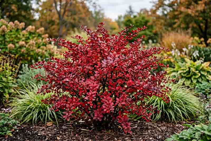 Berberis thunbergii Cherry Bomb, Japanese Baerberry red foliage